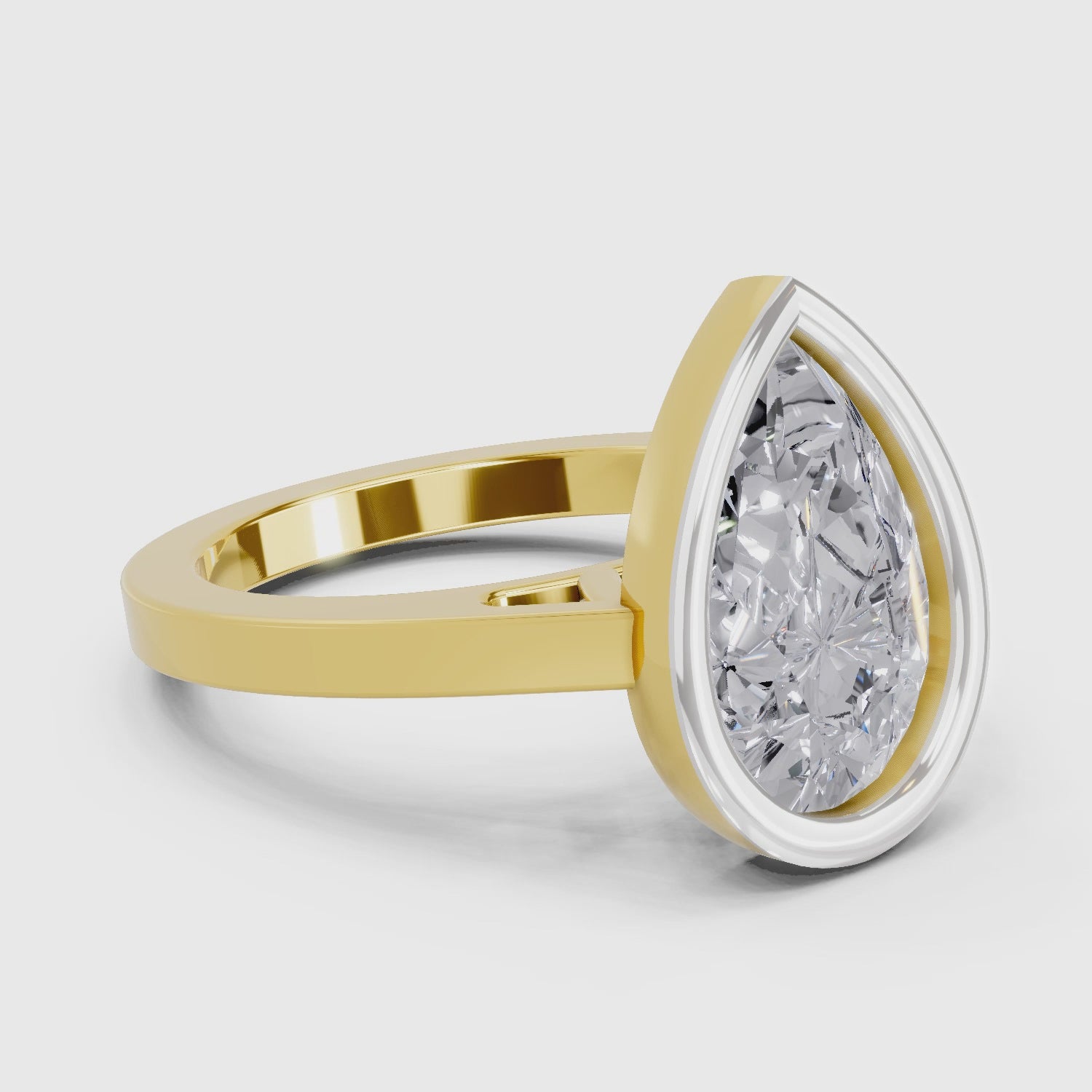 3 Ct Pear Shape Solitaire Diamond Ring| 14K Yellow Gold