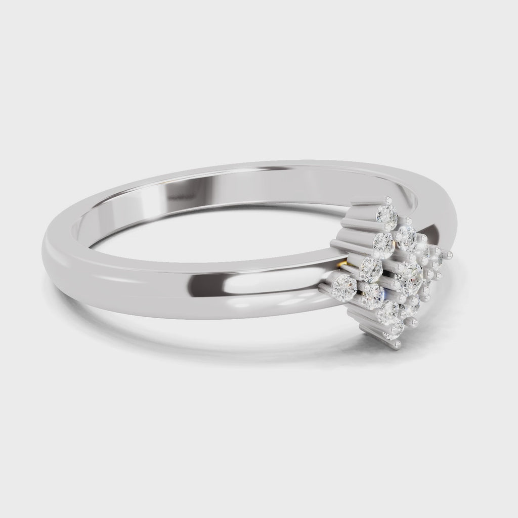 0.12 Carat Diamond Kite Cluster Promise Engagement Ring | 14K White Gold
