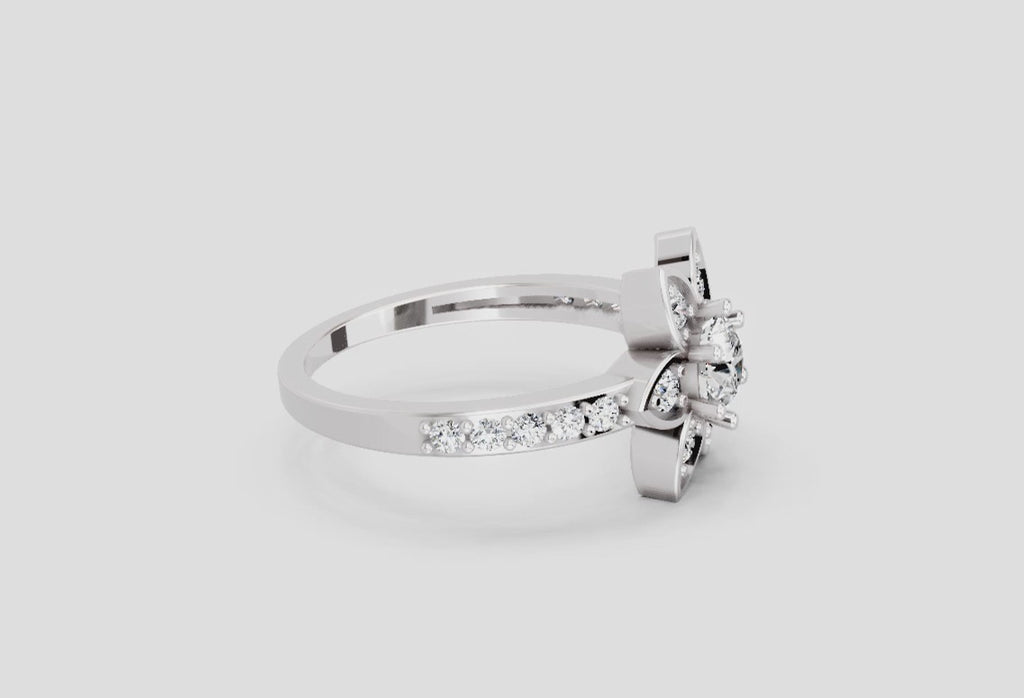 Floral Halo 0.84 Round Shape Diamond | 14K White Gold