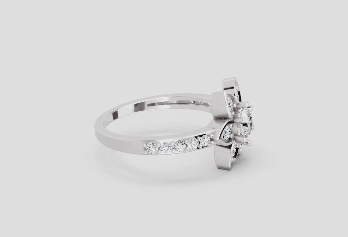 Floral Halo 0.84 Round Shape Diamond | 14K White Gold