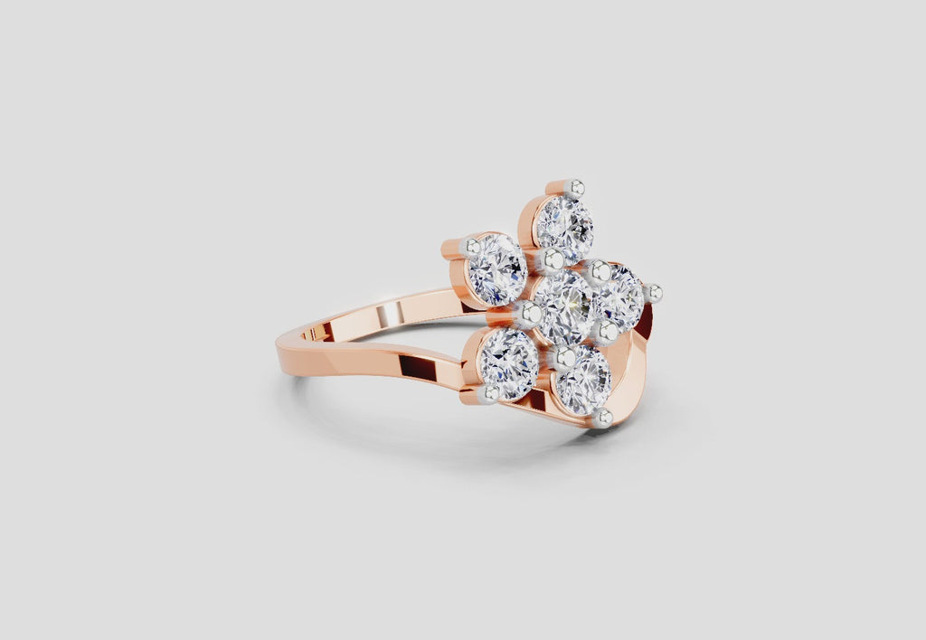 1.55 Ct Round Shape Floral Diamond Ring | 14K Rose Gold