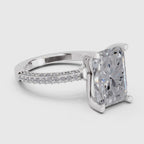 5.37 Ct Emerald Shape Solitaire Diamond Ring| 14K White Gold
