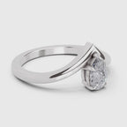0.5 Ct Pear Shape Solitaire Diamond Ring| 14K White Gold