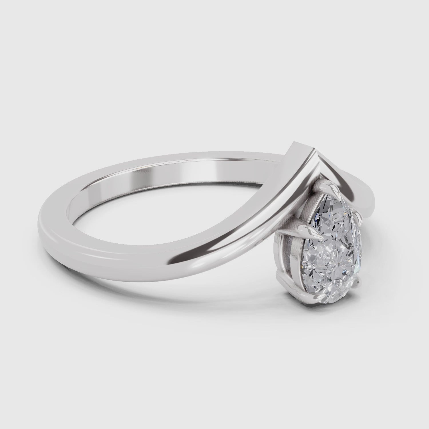 0.5 Ct Pear Shape Solitaire Diamond Ring| 14K White Gold