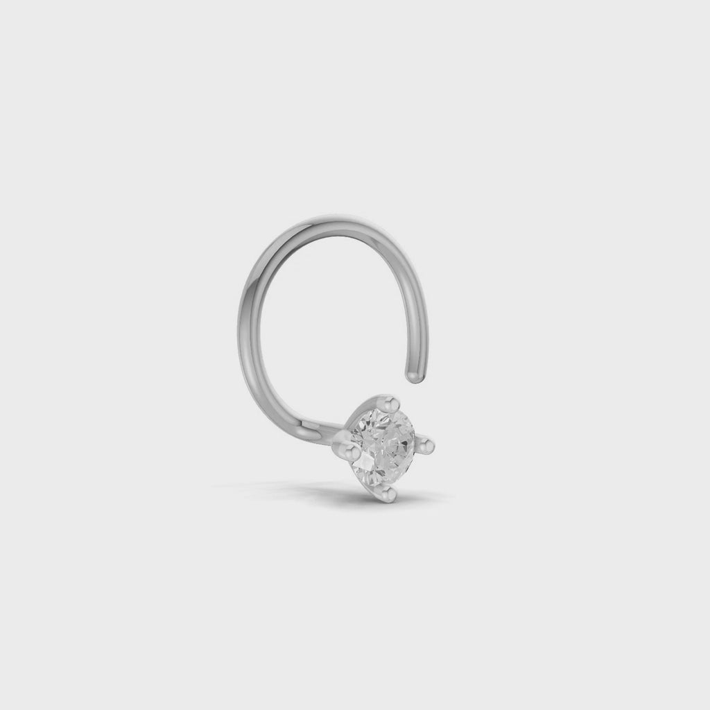 0.03 Ct Round Shape 4 Prong Solitaire Diamond Nose Pin | 14K Yellow Gold