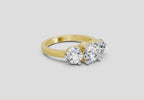 2 Ct Round Three Stone Ring | 14K Yellow Gold