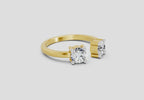 0.76 Ct Round Open Two Stone Ring | 14K Yellow Gold