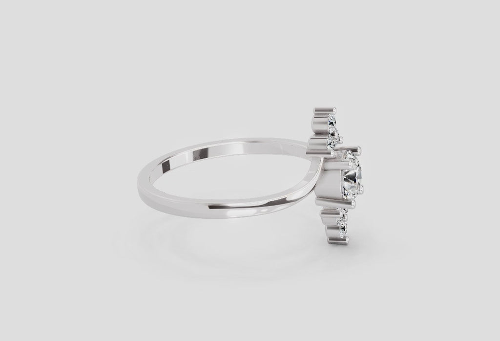 0.71 Round Shape Diamond Swirl Ring | 14K White Gold