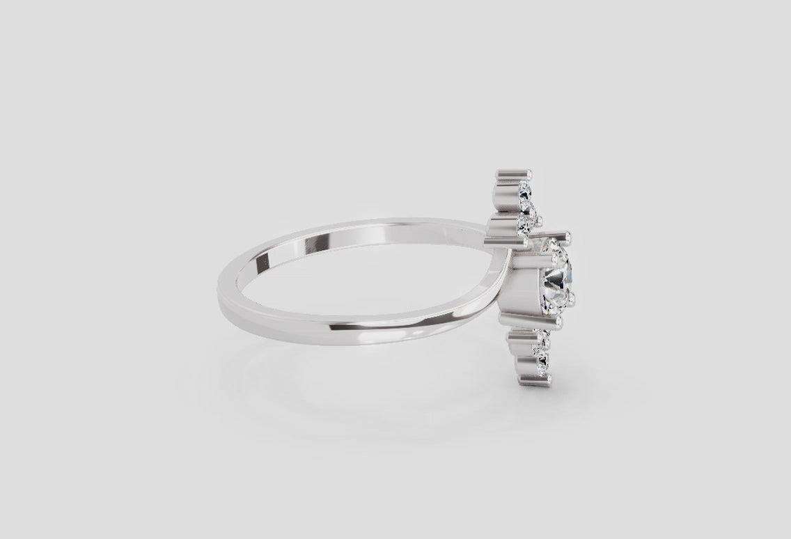 0.71 Round Shape Diamond Swirl Ring | 14K White Gold